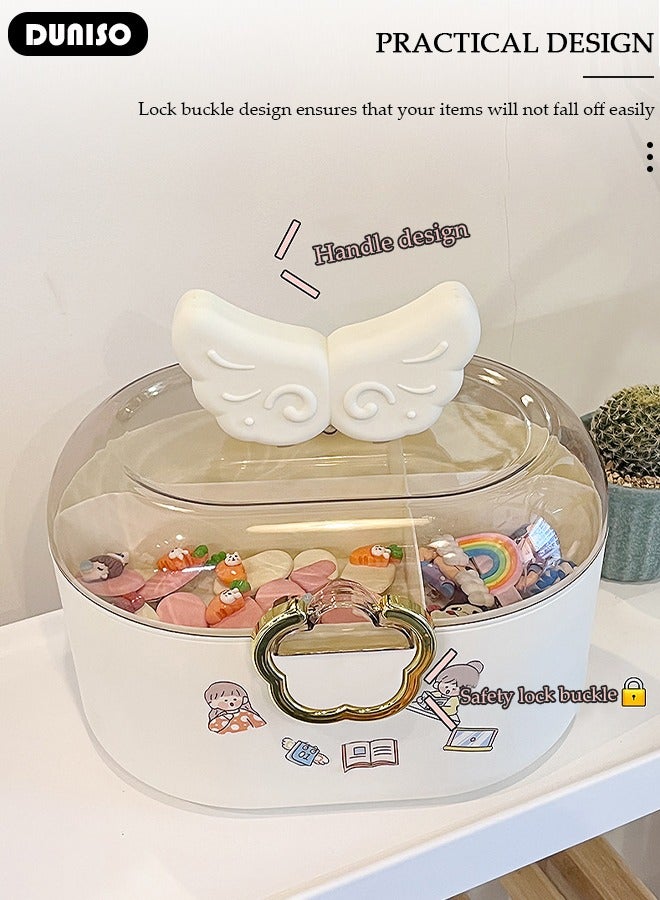 DUNISO 2 Layers Hair Accessories Storage Box with Lid, Hairband Hair Clip Jewelry Organizer, Desktop Storage Box, Portable Medicine Storage Box, Multipurpose Organizer Case for Hair Clips, Makeup, Sewing Art - Image 5