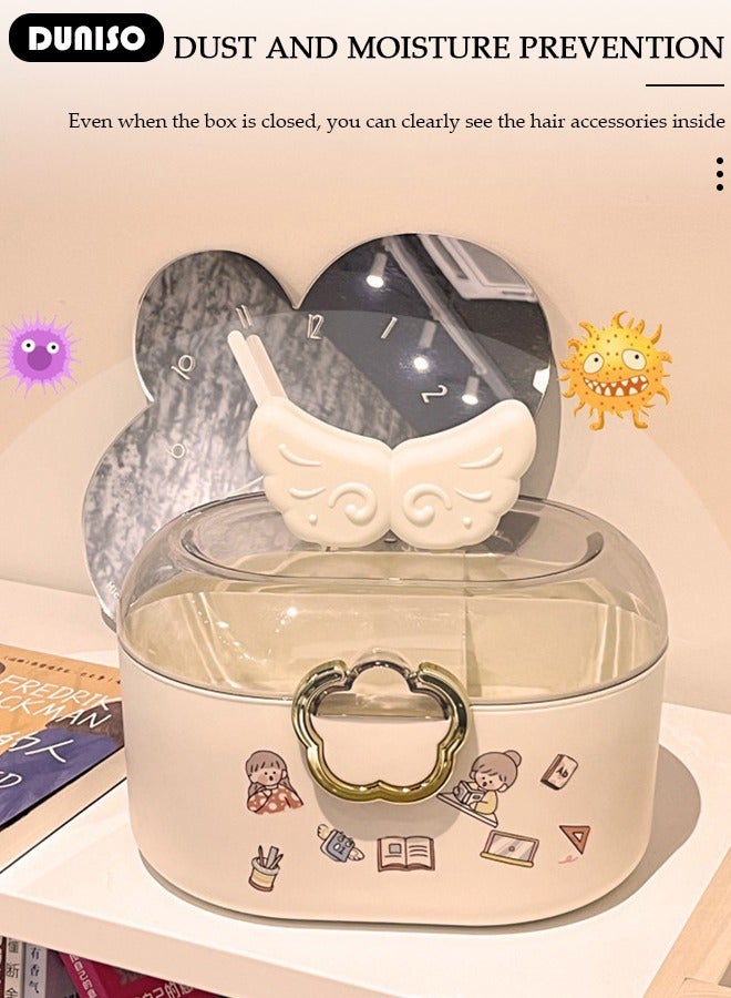 DUNISO 2 Layers Hair Accessories Storage Box with Lid, Hairband Hair Clip Jewelry Organizer, Desktop Storage Box, Portable Medicine Storage Box, Multipurpose Organizer Case for Hair Clips, Makeup, Sewing Art - Image 3