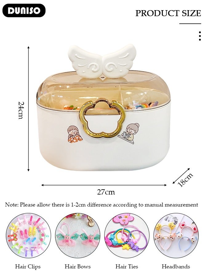 DUNISO 2 Layers Hair Accessories Storage Box with Lid, Hairband Hair Clip Jewelry Organizer, Desktop Storage Box, Portable Medicine Storage Box, Multipurpose Organizer Case for Hair Clips, Makeup, Sewing Art - Image 4