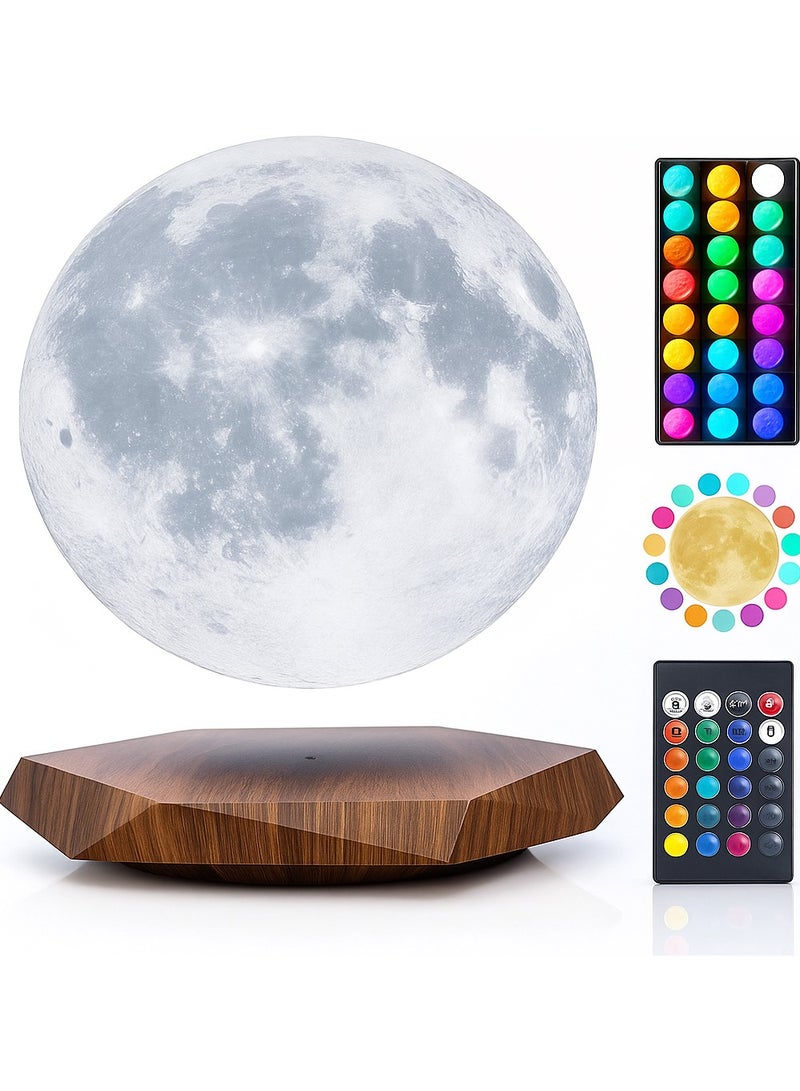 دراكسون مصباح القمر الطائر بطباعة ثلاثية الأبعاد مصابيح هندسية مغناطيسية للديكور، هدية رائعة مبتكرة، تحتوي على 16 لونًا و20 وضعًا، ضوء ليلي لديكور الغرفة لتزيين المنزل في غرفة النوم (القمر العائم) - Image 1