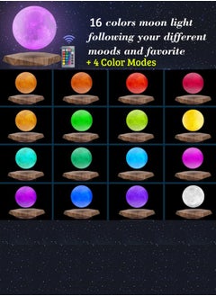 Draxon Draxon moon light floating lamp 3D printing magnetic levitating geometry lamps for decor, creative cool gift, has 16 colors 20 modes, room decor night light for bedroom home decoration(floating moon)  - Image 2
