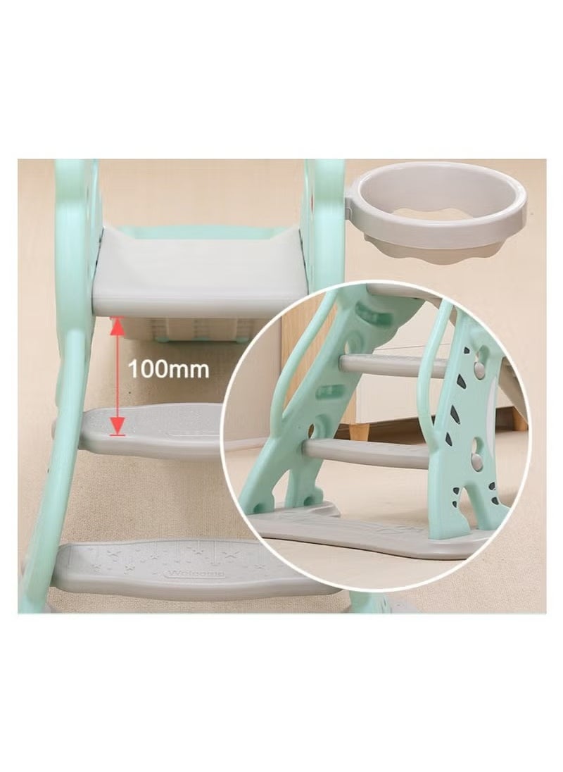 FULL JOY - Foldable Slide With BasketBall ,Turquoise - Image 1