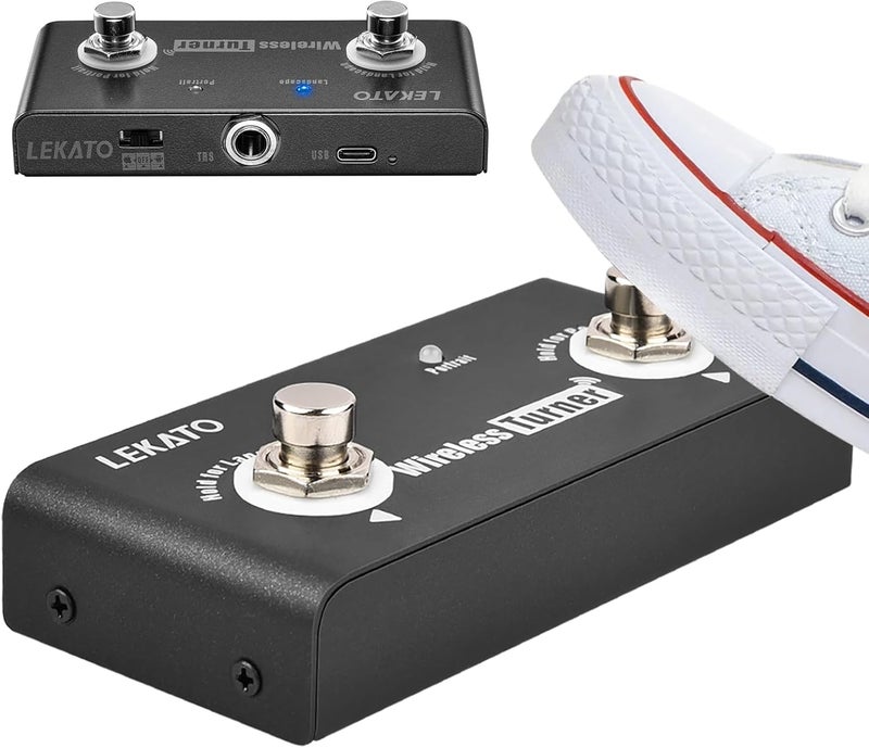 LEKATO Page Turner Pedal Wireless External Page Tuner Pedal for Guitar Looper with Multi Loops and Smartphones Tablets with Andriod System - Image 1