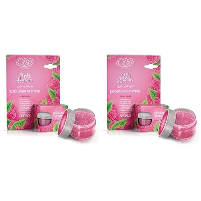 Eva Cosmetics - Exfoliating Lip Scrub with Raspberry - 20grams (Pack of 2) - Image 1