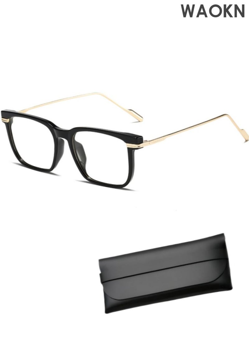 WAOKN Blue Light Blocking Glasses ,Computer Reading Gaming TV Phones Eyeglasses ,Fashion Anti Eyestrain UV Eyewear for Women Men,Box metal glasses, ultra lightweight and durable, not easily deformed, suitable for reading, computers, mobile phones and other electronic products. - Image 1