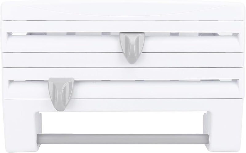 ABS Wall Mounted Wrap Foil Wax Paper Organizer With 3 Compartments For Kitchen Countertop - Image 4