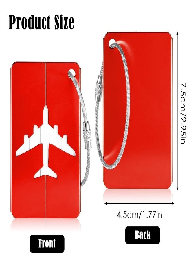 HETNIT Luggage Tags Aluminium Alloy Suitcase Tags, Luggage Labels for Suitcases with Steel Loop, 6 Pack Travel Tags for Baggage Identity ID Labels, Name Tags for Luggage (Red) - Image 3