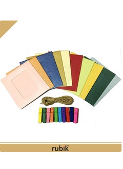 Rubik Paper Photo Frame with Hanging Wooden Clips and Rope For Fujifilm Instax Mini 9 8 70 7s 90 25 50s Film/Pringo 231 Film/Instax SP-1 Film/Polaroid PIC-300P/Polaroid Z2300 Film (1 Set)  - Image 3