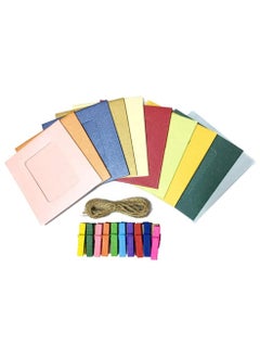 Rubik Paper Photo Frame with Hanging Wooden Clips and Rope For Fujifilm Instax Mini 9 8 70 7s 90 25 50s Film/Pringo 231 Film/Instax SP-1 Film/Polaroid PIC-300P/Polaroid Z2300 Film (1 Set)  - Image 1