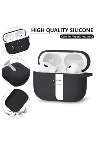 بالنسبة إلى غطاء علبة AirPods Pro 3 مع طقم نظافة ، حالة وقائية من السيليكون الناعمة لإكسسوارات Apple Airpod Pro 3nd مع سلسلة المفاتيح الأسود - view 3