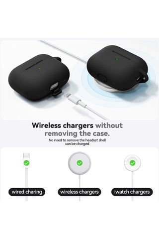 بالنسبة إلى غطاء علبة AirPods Pro 3 مع طقم نظافة ، حالة وقائية من السيليكون الناعمة لإكسسوارات Apple Airpod Pro 3nd مع سلسلة المفاتيح الأسود - view 4