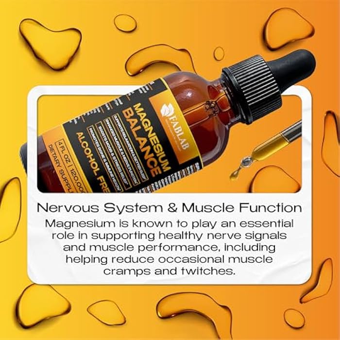 FabLab Magnesium Balance Liquid Extract - Maximized Absorption Glycinate Complex Supplement to Support Stress Relief, Night, Heart Health, Nerves and Muscles - 4 Fl Oz - Image 5
