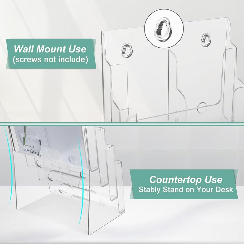 Argvey Acrylic Brochure Holder 8.5 x 11 inches, 4 Tier Clear Brochure Display Stand with Removable Divider for Trifold 4 Inches Wide Pamphlet, Plastic Flyer Holder for Magazine, Literature, Booklet - Image 5