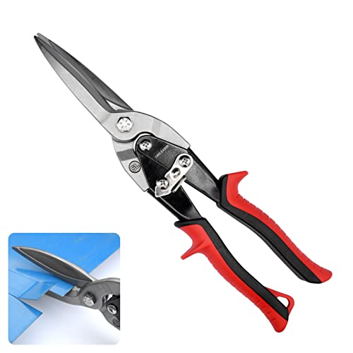TOOLEAGUE Aviation Tin Snips for Cutting Metal Sheet Tin Cutting Shears with Forged Blade, Heavy Duty Metal Cutter Long Straight Cut 12 inches Metal Shears - Image 1