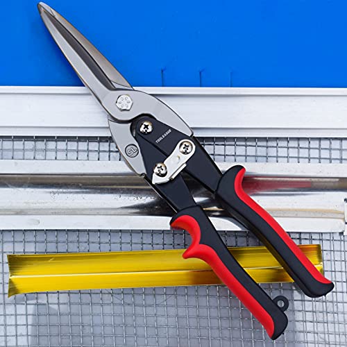 TOOLEAGUE Aviation Tin Snips for Cutting Metal Sheet Tin Cutting Shears with Forged Blade, Heavy Duty Metal Cutter Long Straight Cut 12 inches Metal Shears - Image 4