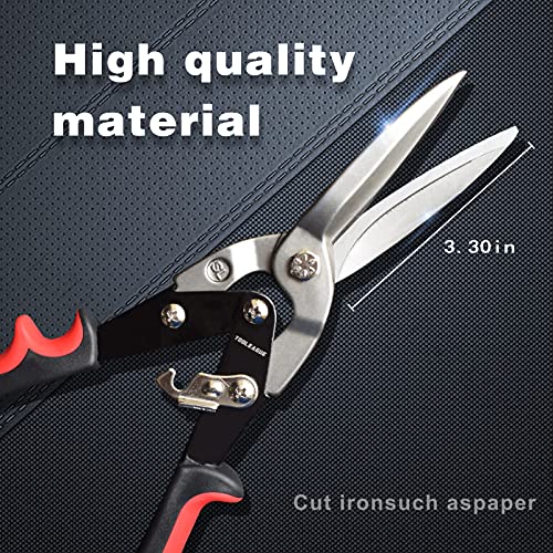 TOOLEAGUE Aviation Tin Snips for Cutting Metal Sheet Tin Cutting Shears with Forged Blade, Heavy Duty Metal Cutter Long Straight Cut 12 inches Metal Shears - Image 3