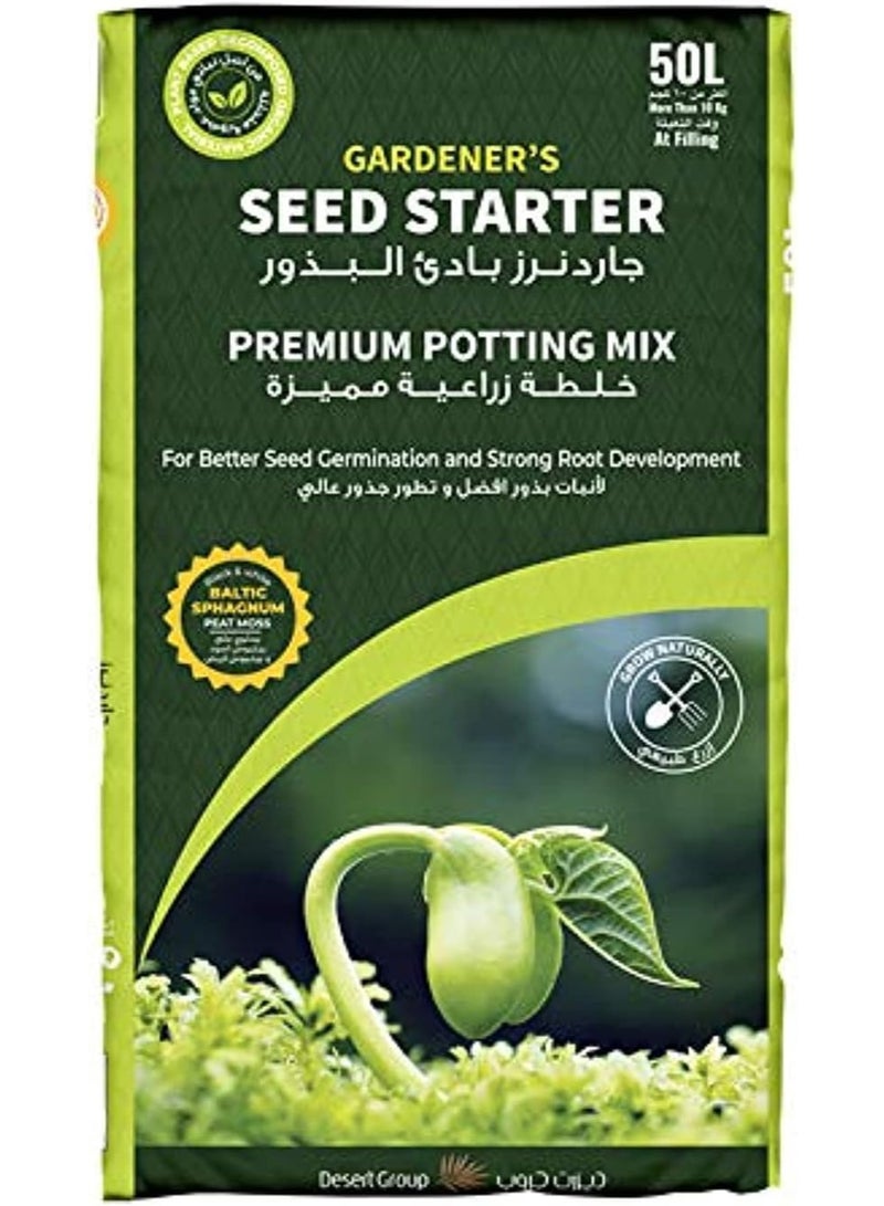 GARDENER'S Premium Seed Starter Potting Mix 50L Organic Lightweight Potting Soil for Seedlings, Herbs, Vegetables & Flowers Nutrient-Rich Garden Soil for Fast Germination & Strong Root Growth Indoor Outdoor Use