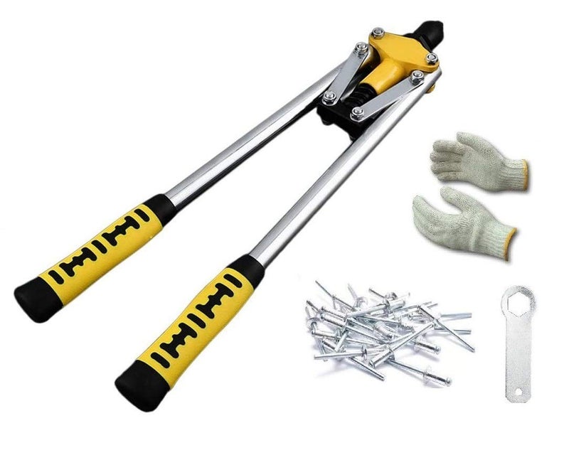 Inditrust Dream 17 Inch (425MM) Hand Riveter Gun, Riveting Tool Fast Hitting Rivet Gun with rivets and GLOVES (with 30 Rivets) - Image 1