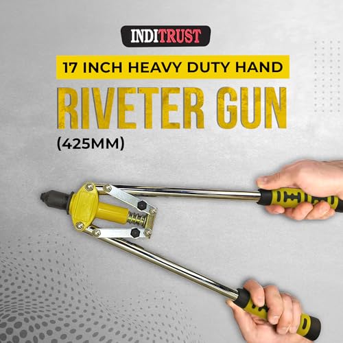 Inditrust Dream 17 Inch (425MM) Hand Riveter Gun, Riveting Tool Fast Hitting Rivet Gun with rivets and GLOVES (with 30 Rivets) - Image 2