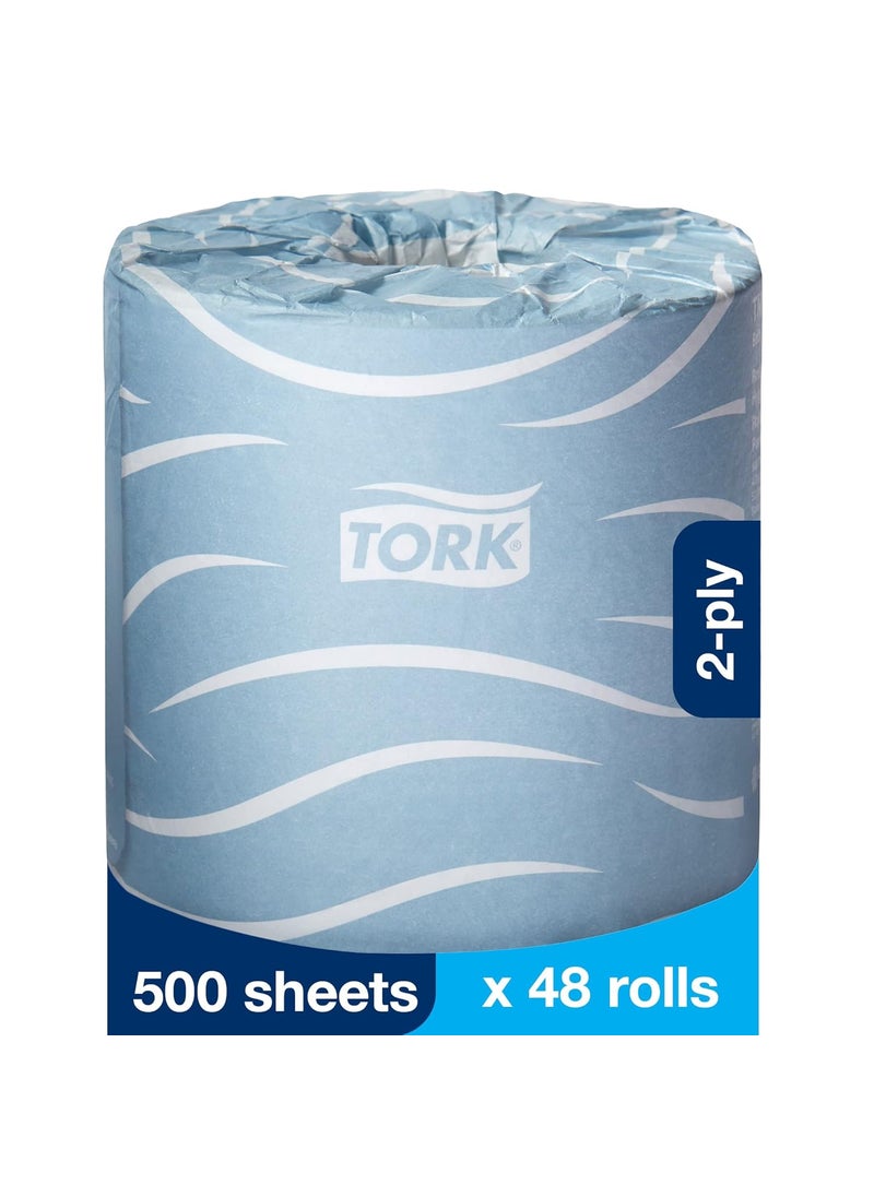 Tork Tork Bath Tissue Roll Advanced 2ply For everyday use at home Biodegradable 4x375 500 sheetsroll 48 rollscase  - Image 2