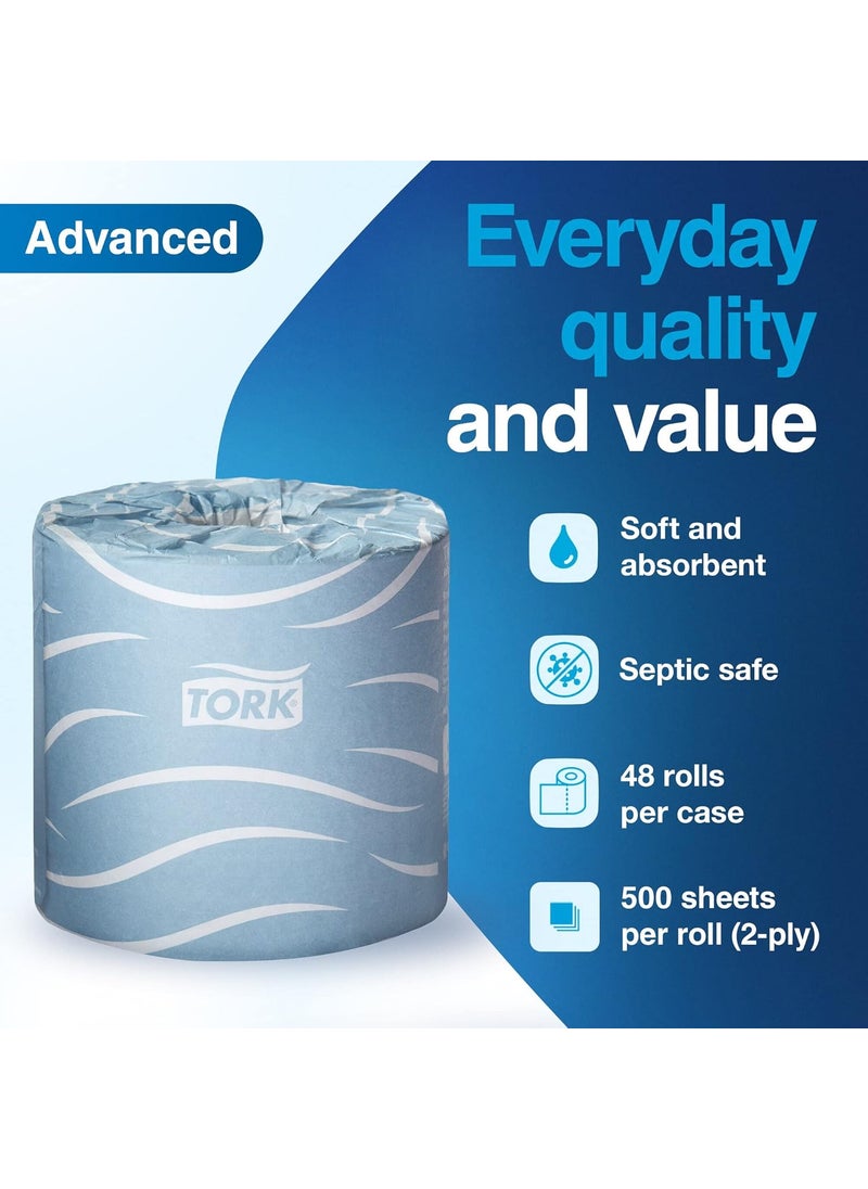 Tork Tork Bath Tissue Roll Advanced 2ply For everyday use at home Biodegradable 4x375 500 sheetsroll 48 rollscase  - Image 4