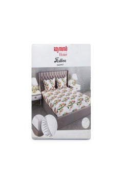 Raymond Raymond Home Queen Fitted Sheet Bedsheet 152 Thread Count Luxirious 100% Cotton Bedding Printed Pre Shrunk Percale Finish Skin Safe Bed Linen and 2 Pillow Case - Yellow & Green (152 * 198 + 30 CM)  - Image 2