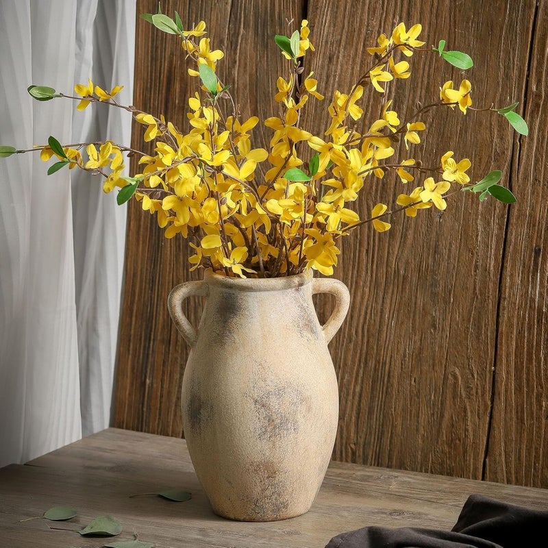 Lyeec Ceramic Vase with Handles, 9.05 inch Tall Terracotta Decorative Pottery Flower Vase for Home Farmhouse Decor, Dining Table, Living Room, Kitchen, Office - Image 5
