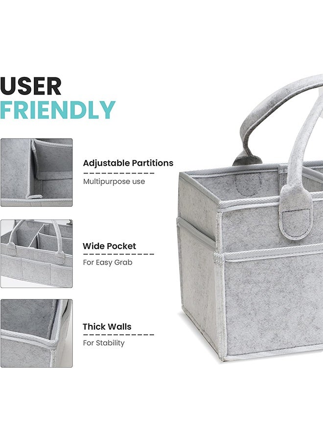 Foldable, Portable Printed Baby Diaper Caddy Storage Organizers - Grey - Image 5