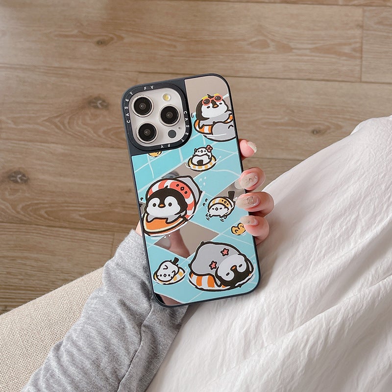 Penguin Dumb Hair For Apple Iphone15Promax Phone Case 14Pro Fashion Brand 13/12 Mirror 11 Sets - Image 1