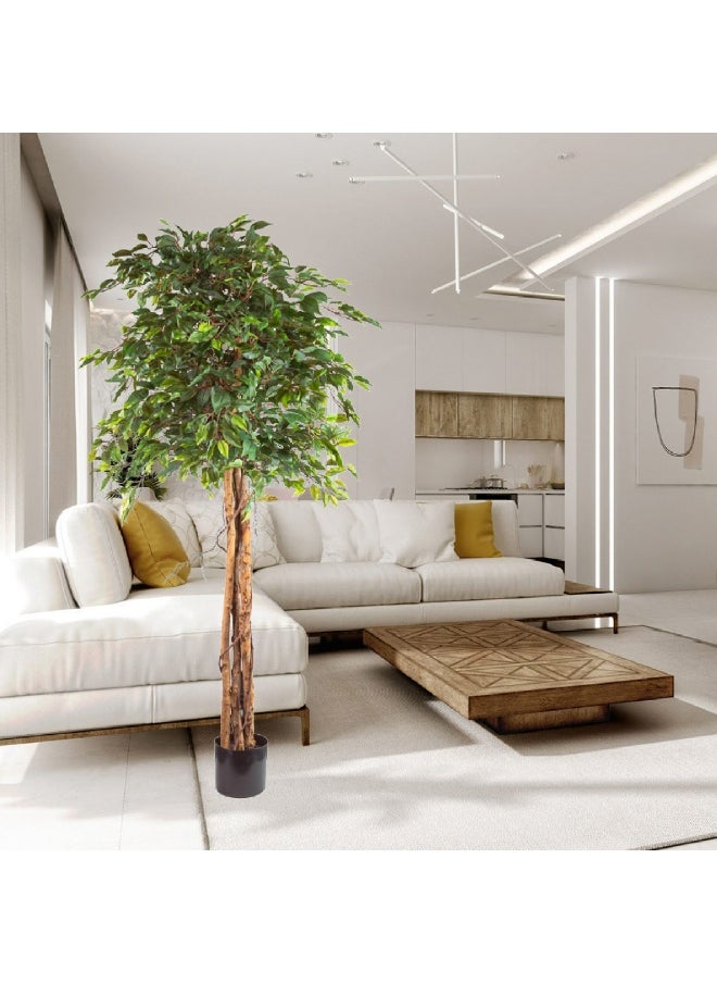 Gulf Flowers Gulf Flowers Artificial Ficus Tree – 183cm Tall Faux Plant with 1680 Green Leaves – Lifelike Indoor Tree for Home & Office Décor – Realistic Large Decorative Tree for Corners  - Image 5