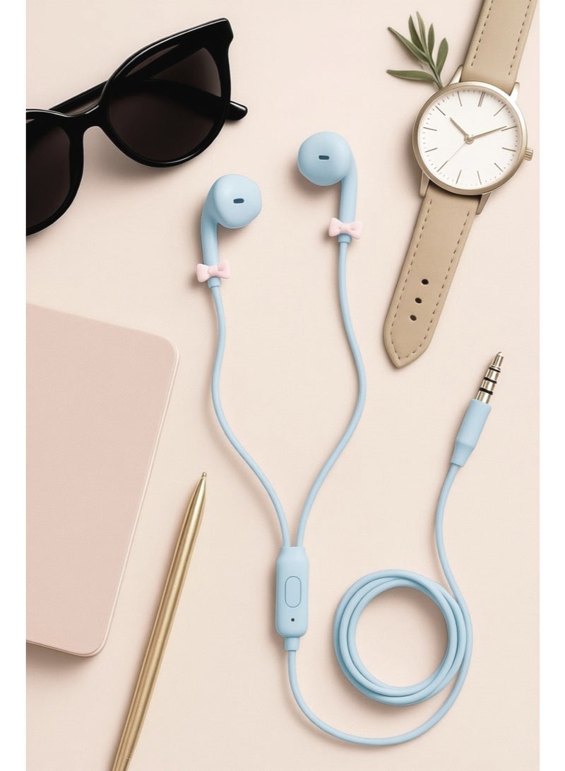 E-240 wired hands-free headset with a modern design, microphone, and control button – cable length 1.2m - Image 2