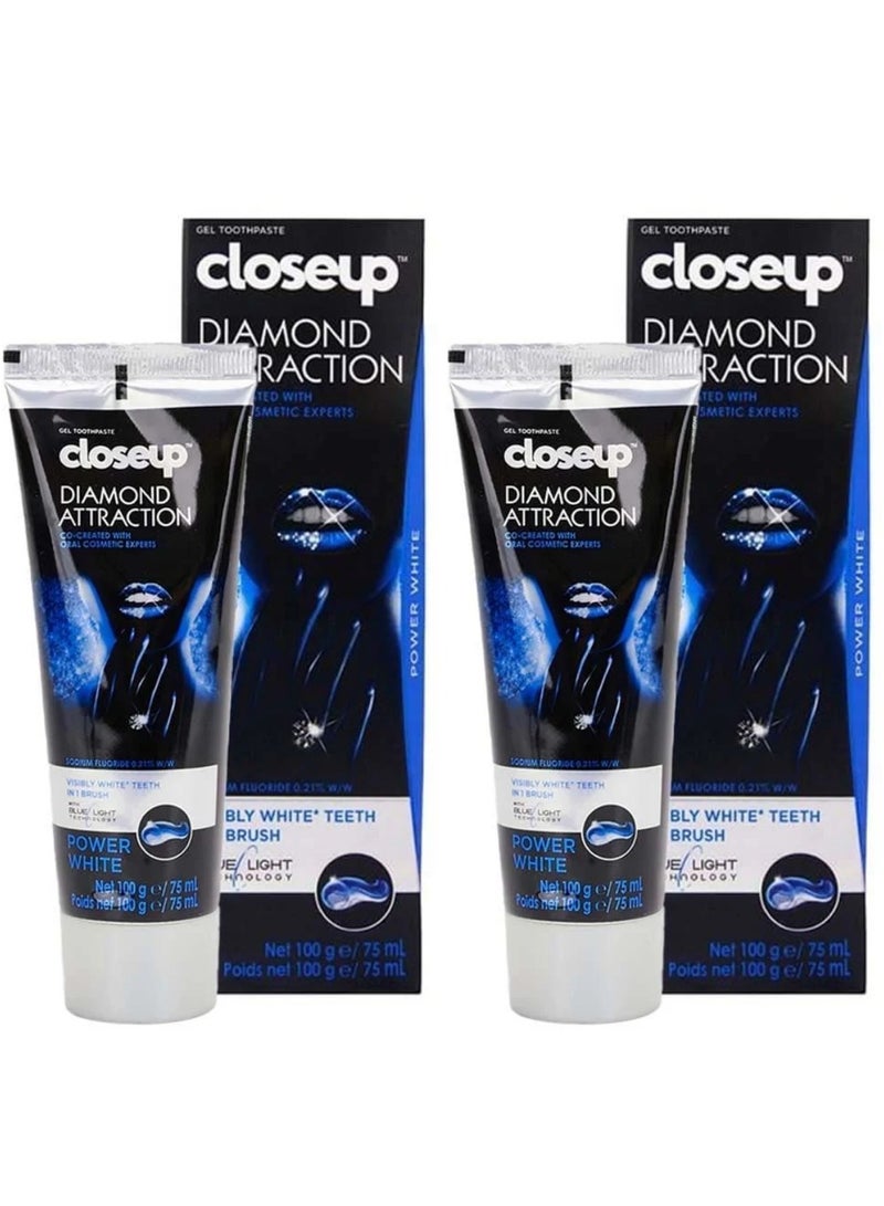 Close Up Two Pieces of Toothpaste Diamond Attraction Power White 75 ml - Image 1