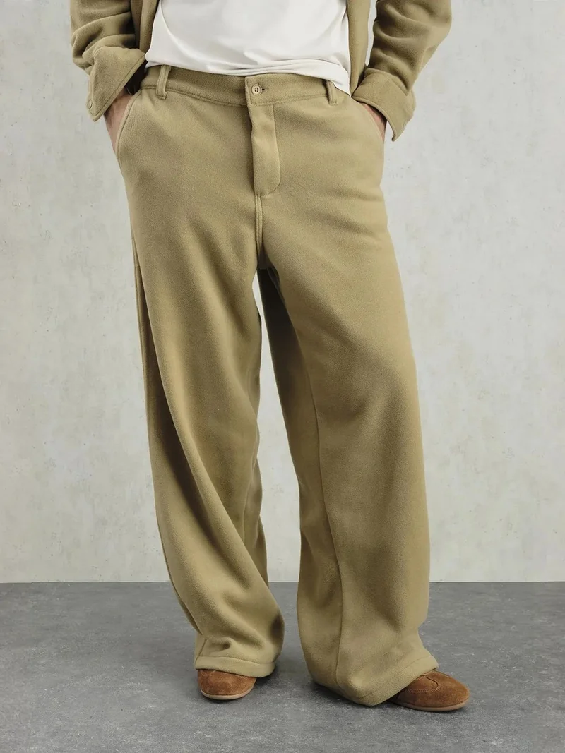 جيستو GIESTO Textured Wide Leg Pants with Button Closure