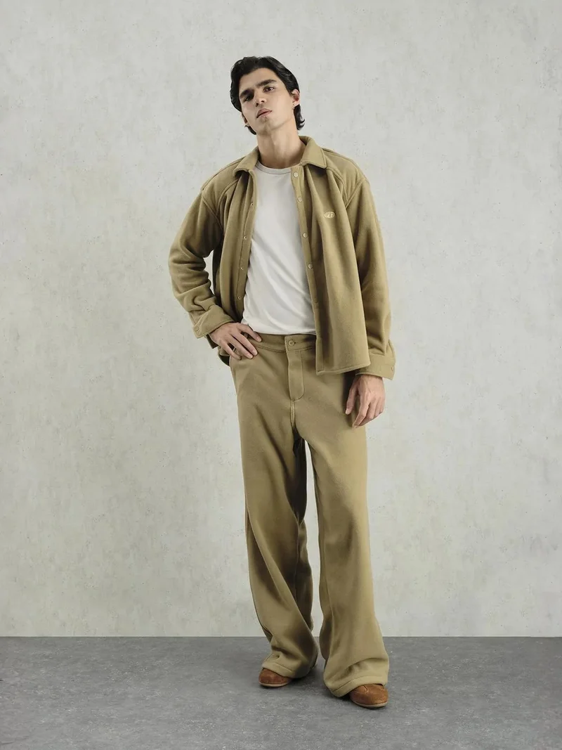 جيستو GIESTO Textured Wide Leg Pants with Button Closure