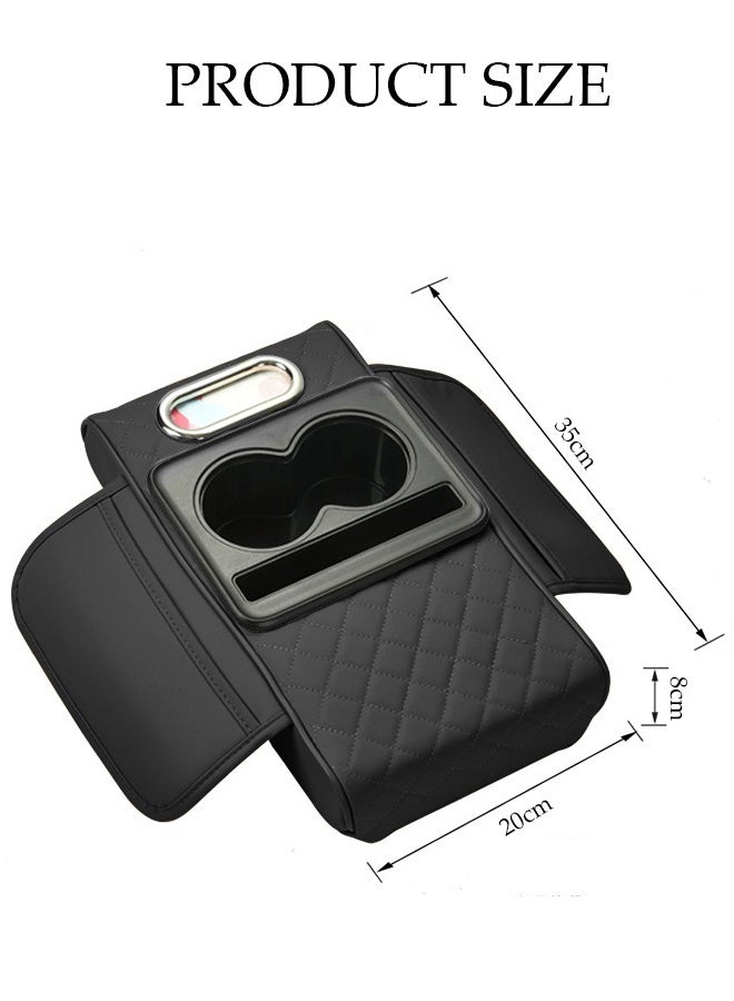 DUNISO Car Center Console Cover Protector with Side Pockets，Leather Armrest Booster Pads Suitable for Most Vehicles，Armrest Storage Box  for Car Interior Accessories（Black） - Image 2