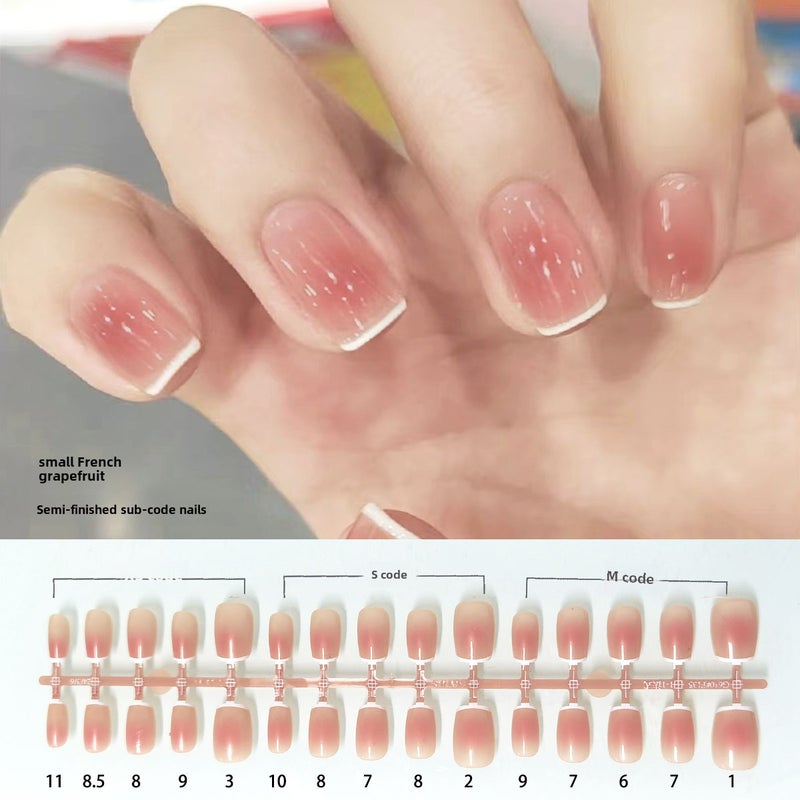 Generic Gradient Press-On Nails Blush Short Long Small French grapefruit 
