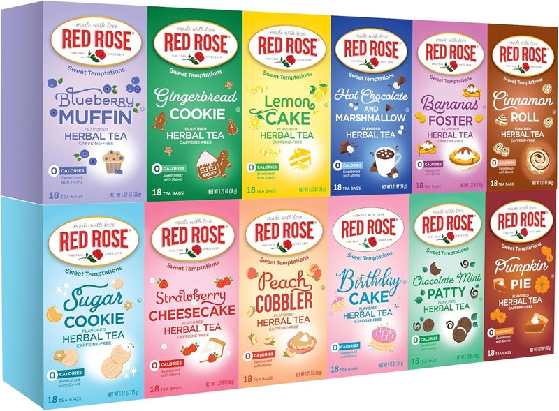 Red Rose مجموعة شاي الحلوى من روز الحمراء - اصنع مجموعتك الخاصة من النكهات، شاي أعشاب خالي من الكافيين - Image 1