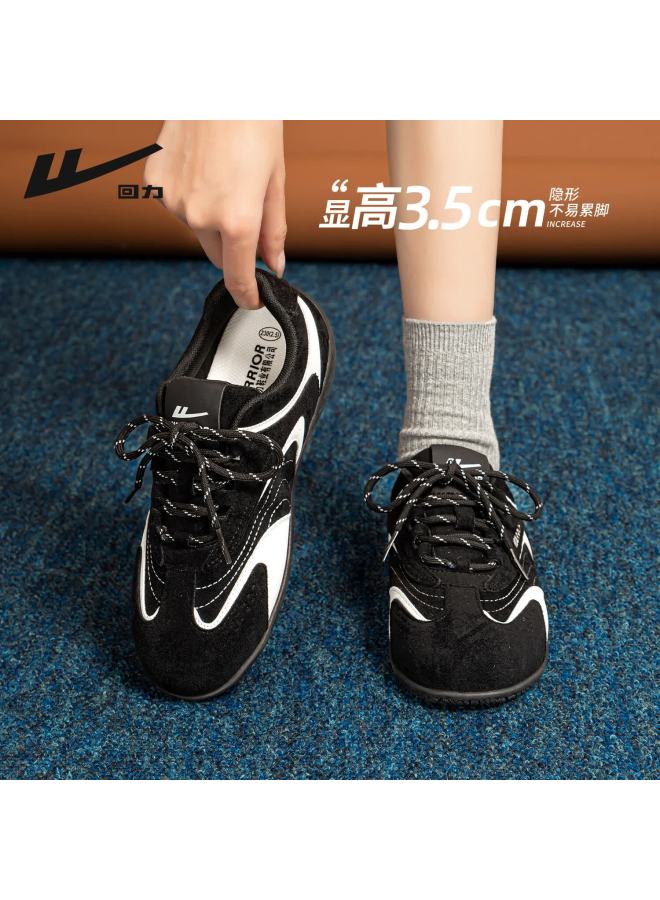 Warrior Soft Sole German Training Shoes Women's Winter New Comfortable Commuting Sports Casual Shoes Black White Size 35