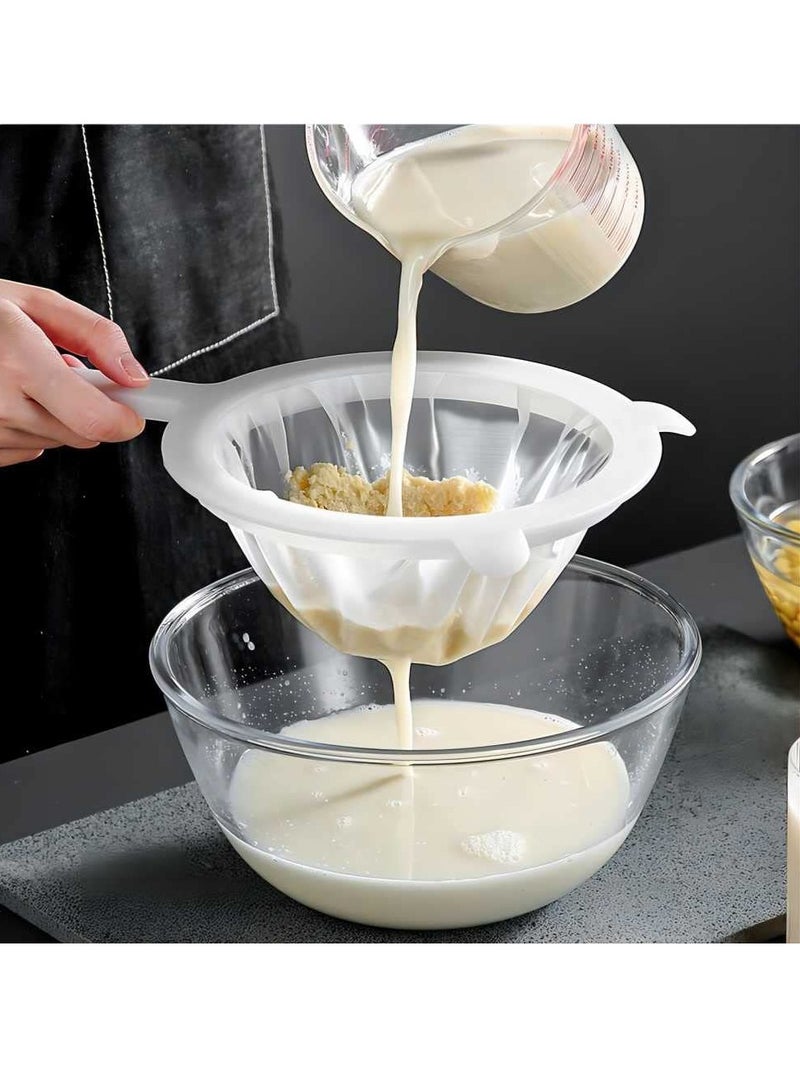 SYOSI Kitchen Fine Mesh Strainers, 3pcs Fine Mesh Sieve with hanging Ears Bonus Presser Suitable for Soy Milk Tea Leaf Juice Cold Brew Coffee Milk Yogurt Honey Kitchen Residue Separator (120/200/300 Mesh) - Image 4