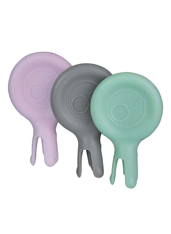 b.box Pack Of 3 Lunch Time Mini Flork Cutlery, Pastel Sage/Silver/Pink  - Image 1