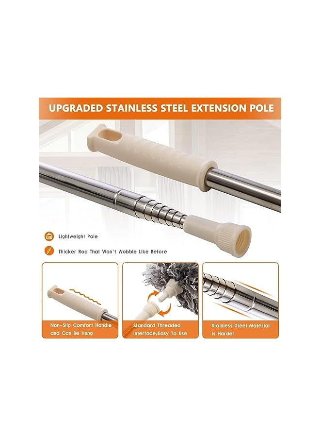 erorex Microfiber Feather Duster Extendable Duster with 100" Extra Long Pole, Bendable Head & Long Handle Dusters for Cleaning Ceiling Fan, High Ceiling, Blinds, Furniture & Cars (Grey) - Image 2