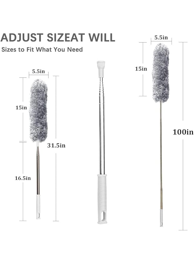 erorex Microfiber Feather Duster Extendable Duster with 100" Extra Long Pole, Bendable Head & Long Handle Dusters for Cleaning Ceiling Fan, High Ceiling, Blinds, Furniture & Cars (Grey) - Image 5