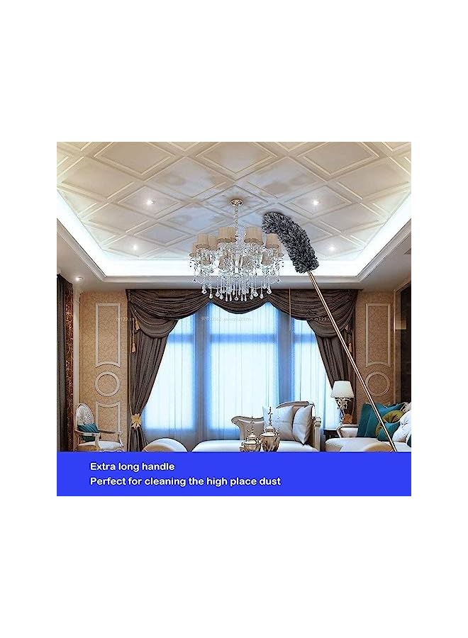 erorex Microfiber Feather Duster Extendable Duster with 100" Extra Long Pole, Bendable Head & Long Handle Dusters for Cleaning Ceiling Fan, High Ceiling, Blinds, Furniture & Cars (Grey) - Image 4
