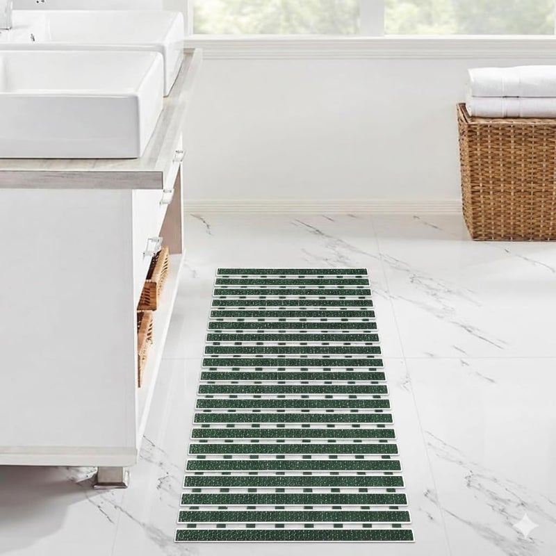 Non Slip Bath Mat (70 x 40 cm) - Safe Bathtub Mat with Strong Suction Cups and Quick Drain Holes - Cuttable and Eco-Friendly - Green - Image 2