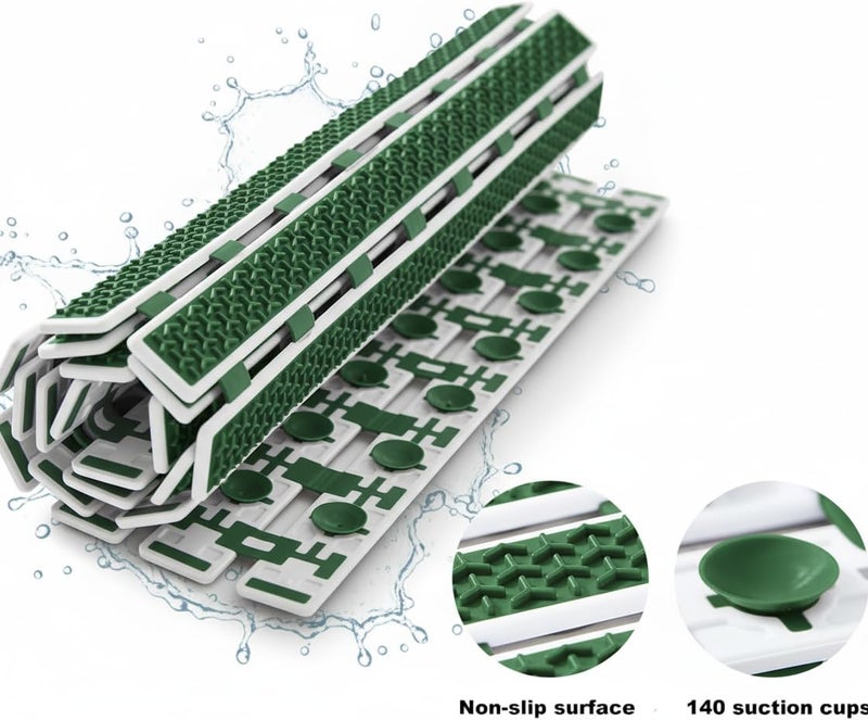 Non Slip Bath Mat (70 x 40 cm) - Safe Bathtub Mat with Strong Suction Cups and Quick Drain Holes - Cuttable and Eco-Friendly - Green - Image 1