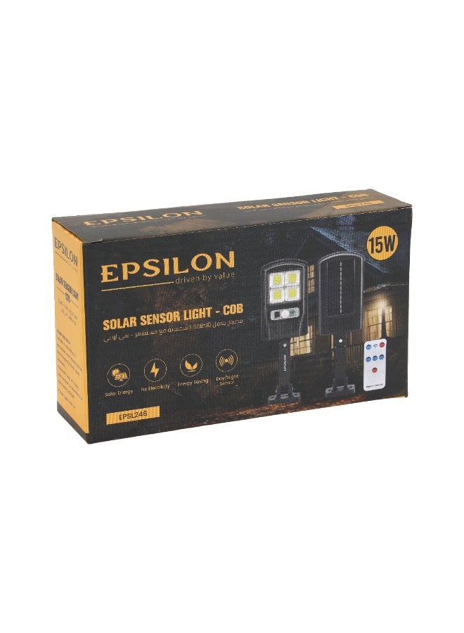 Epsilon Solar Sensor Light with Remote Control – Motion Detection, Waterproof, Energy Saving, COB LED, Auto On/Off, Wall-Mount Outdoor Light for Garden, Yard, Balcony, Driveway, Patio - Image 4