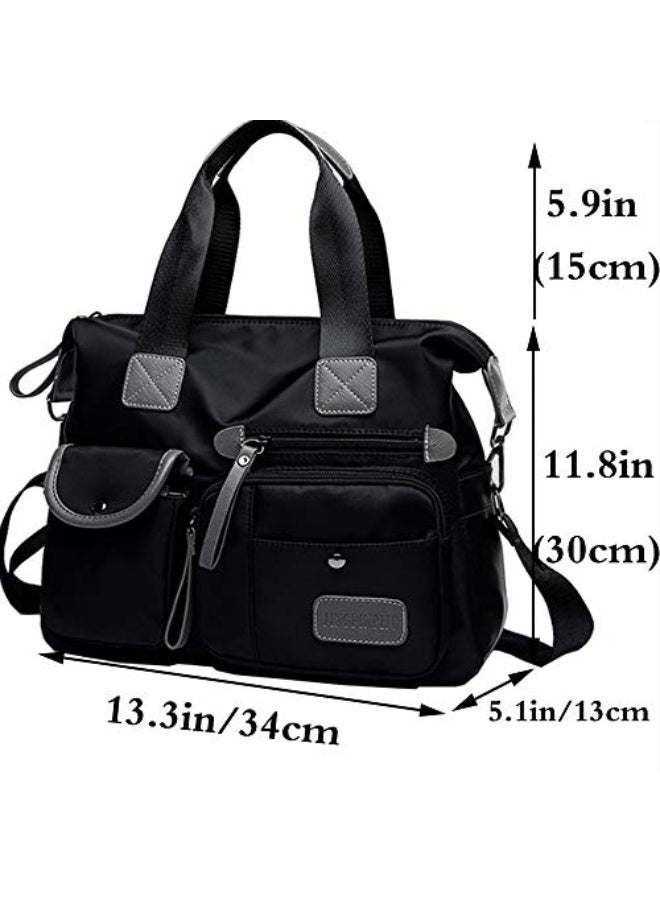 FiveloveTwo Nylon Hobo Women's Top-handle Bags Shoulder Crossbody Bag Totes Satchels Clutches Handbags and Purses (BLACK)  - Image 2