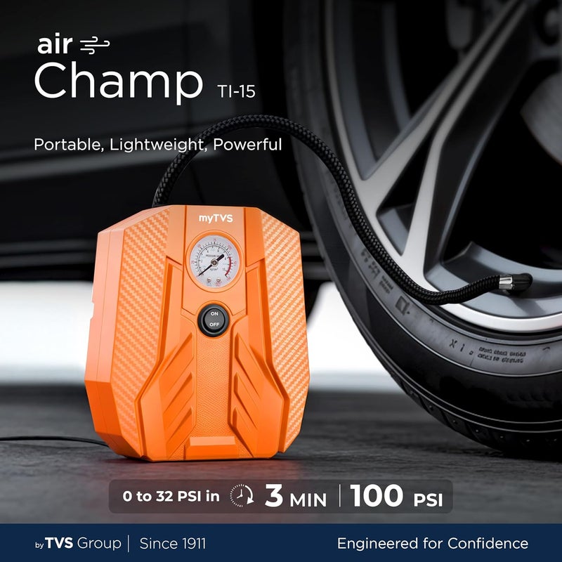 myTVS Car Tyre Inflator Portable Air Compressor Pressure Pump with 2 Year Warranty - Image 2