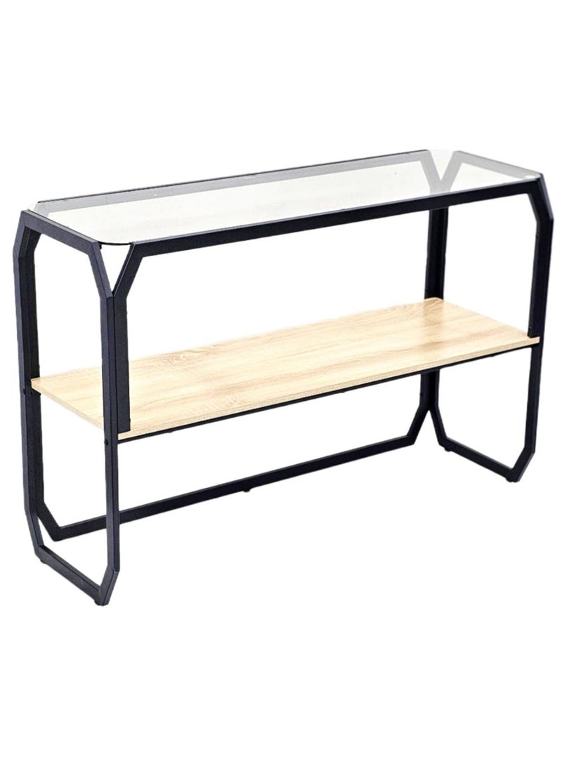 Living Modern Two-Storey Console Table With Glass Top 120*40*80 CM