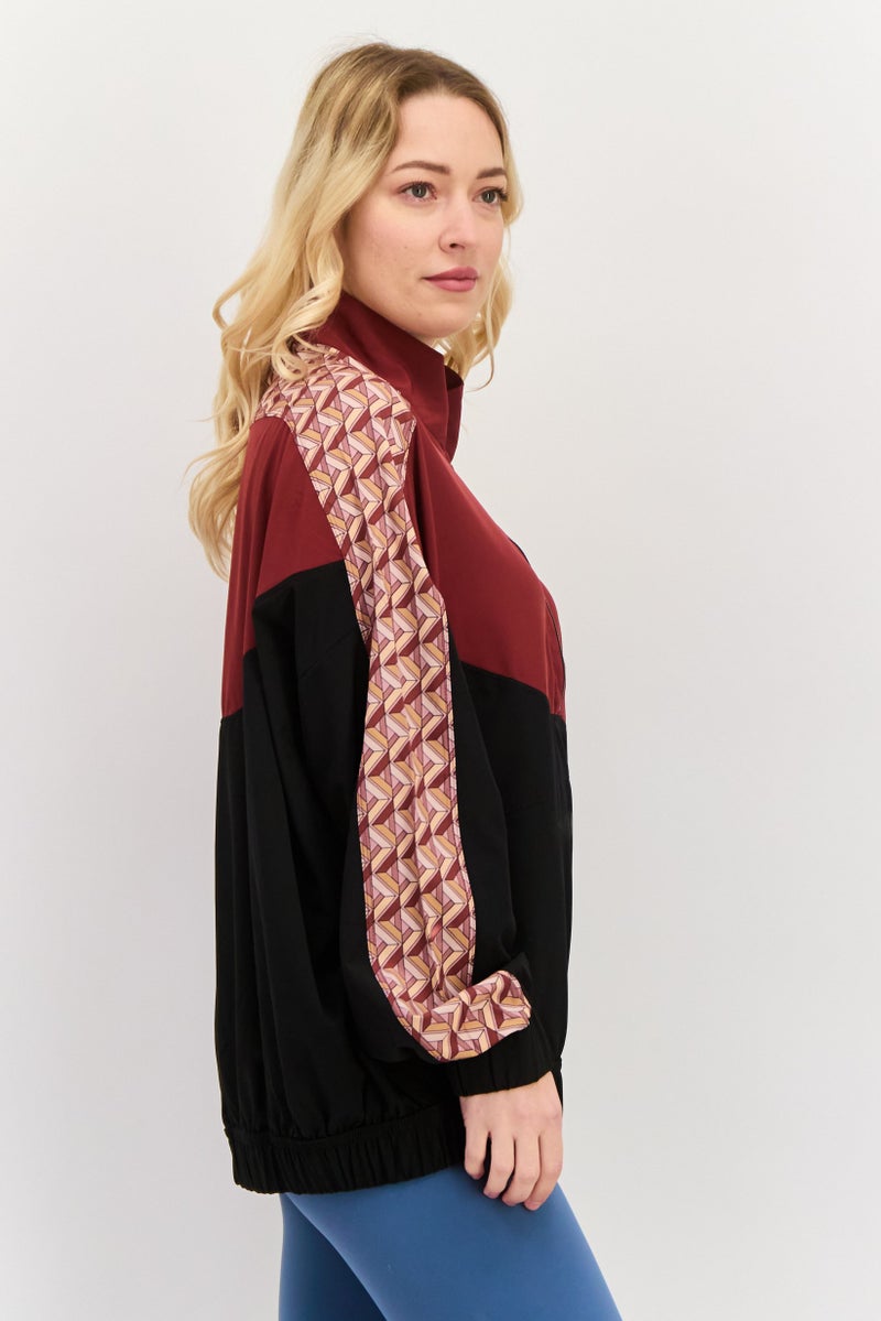 Hurley Women Sportswear Fit Training Track Jacket, Maroon - Image 3